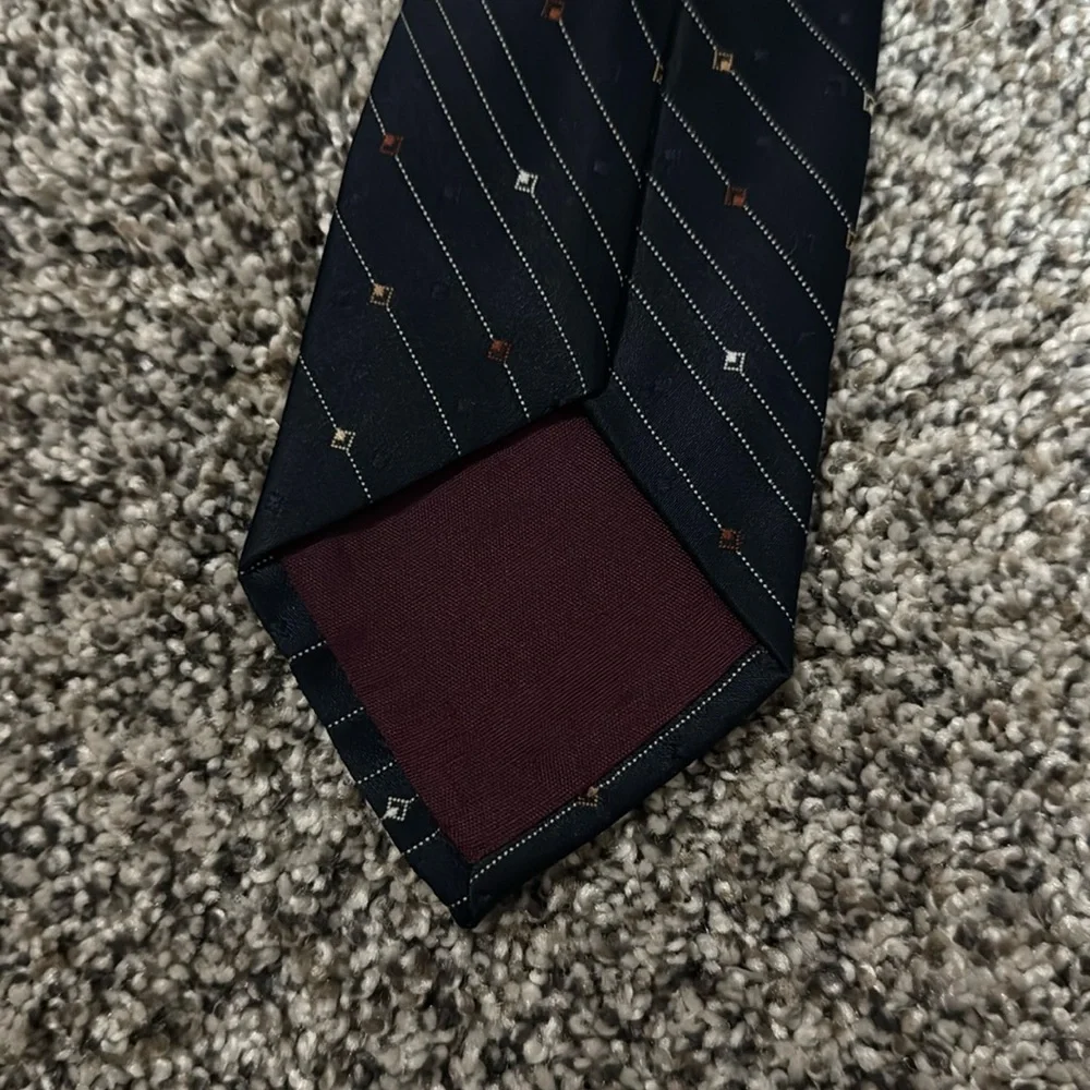 Perma-Prest Sears Fashion Collection Navy/Multicolor Neck Tie 100% Silk
